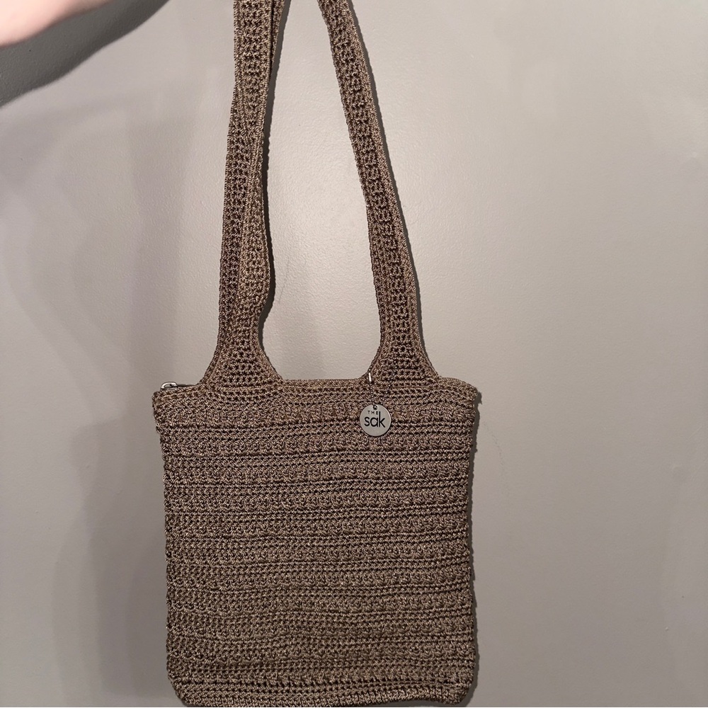 The Sak Taupe Crochet Shoulder Bag